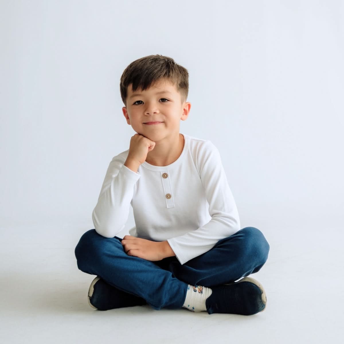 Kids' Bamboo Henley Long-Sleeve Shirt | Navy