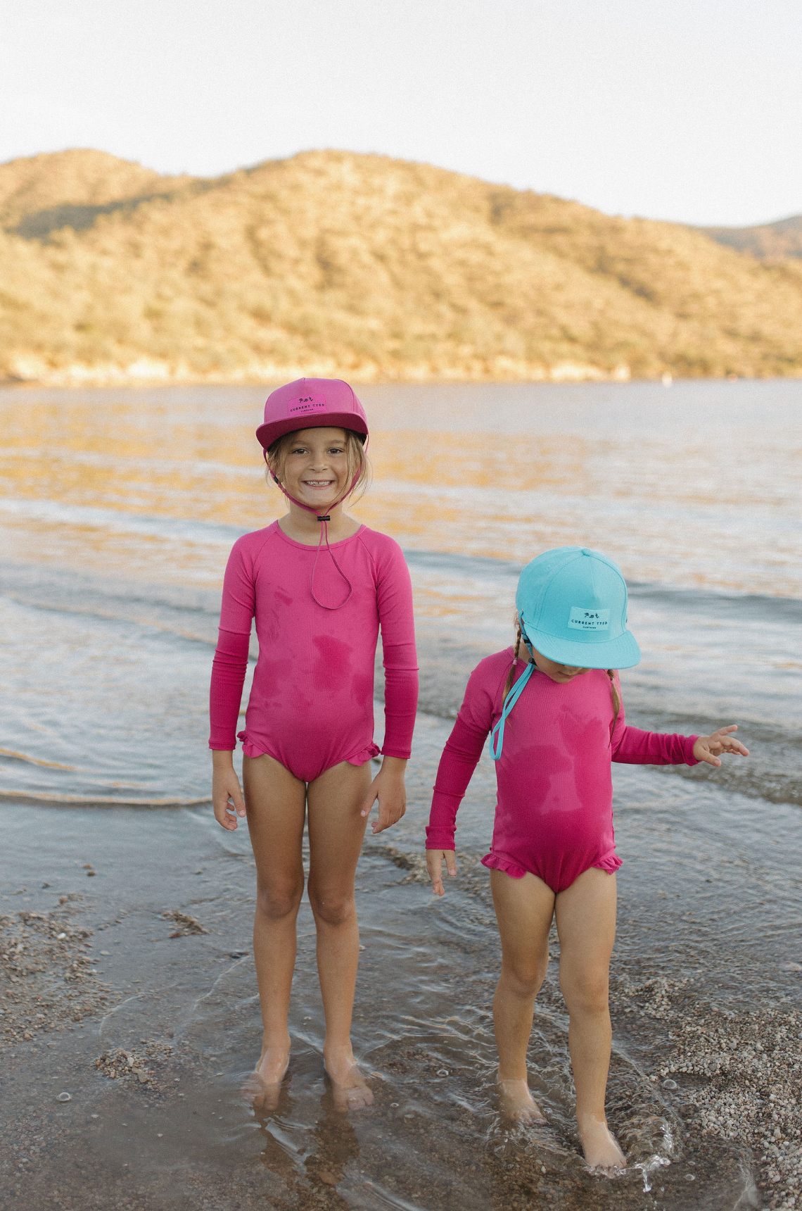 "Brights" Ribbed Hot Pink Ruffle Rashguard Suit