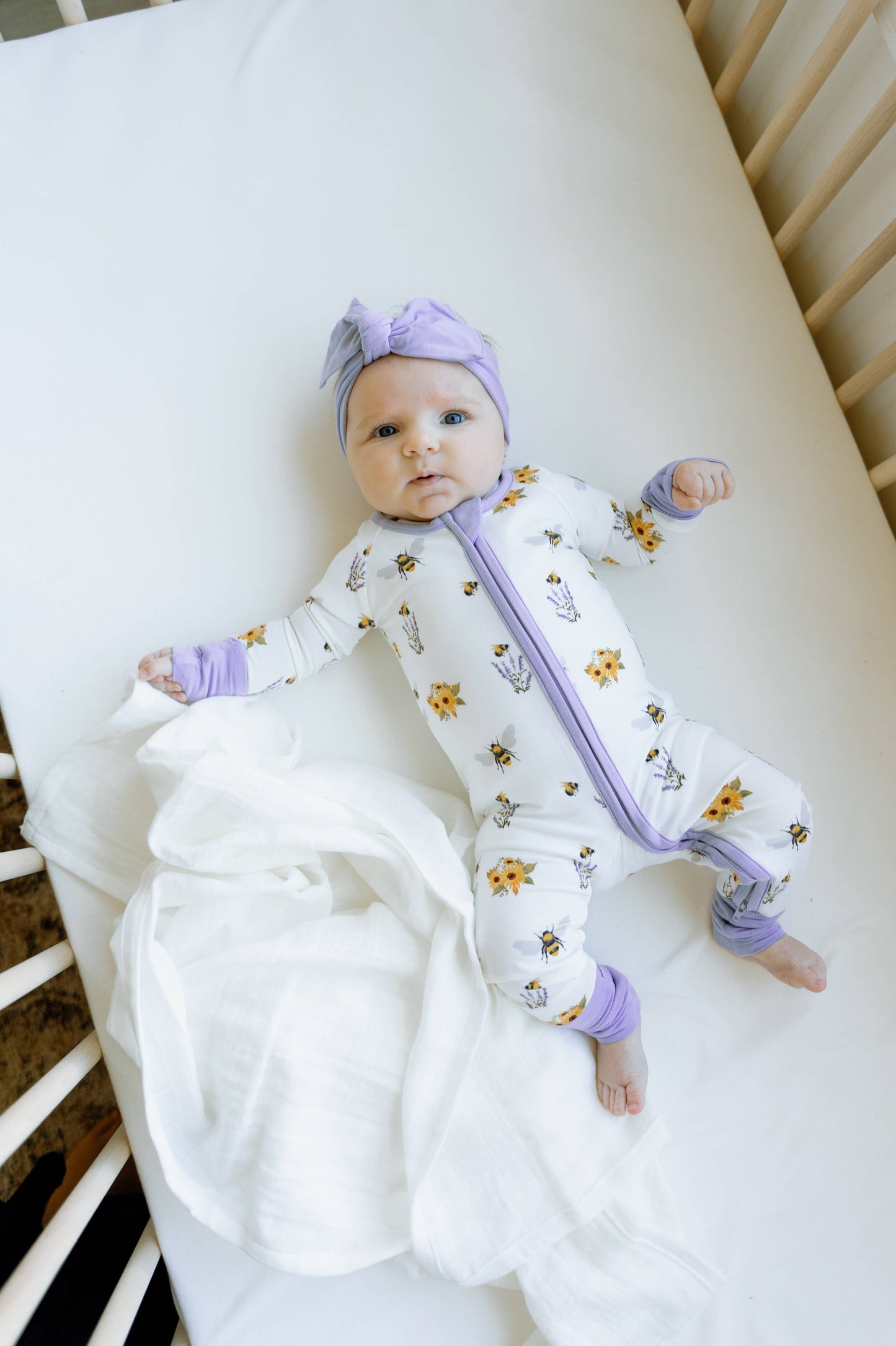 Sleeper with Fold-over Cuffs - Spring Bee: 18-24M