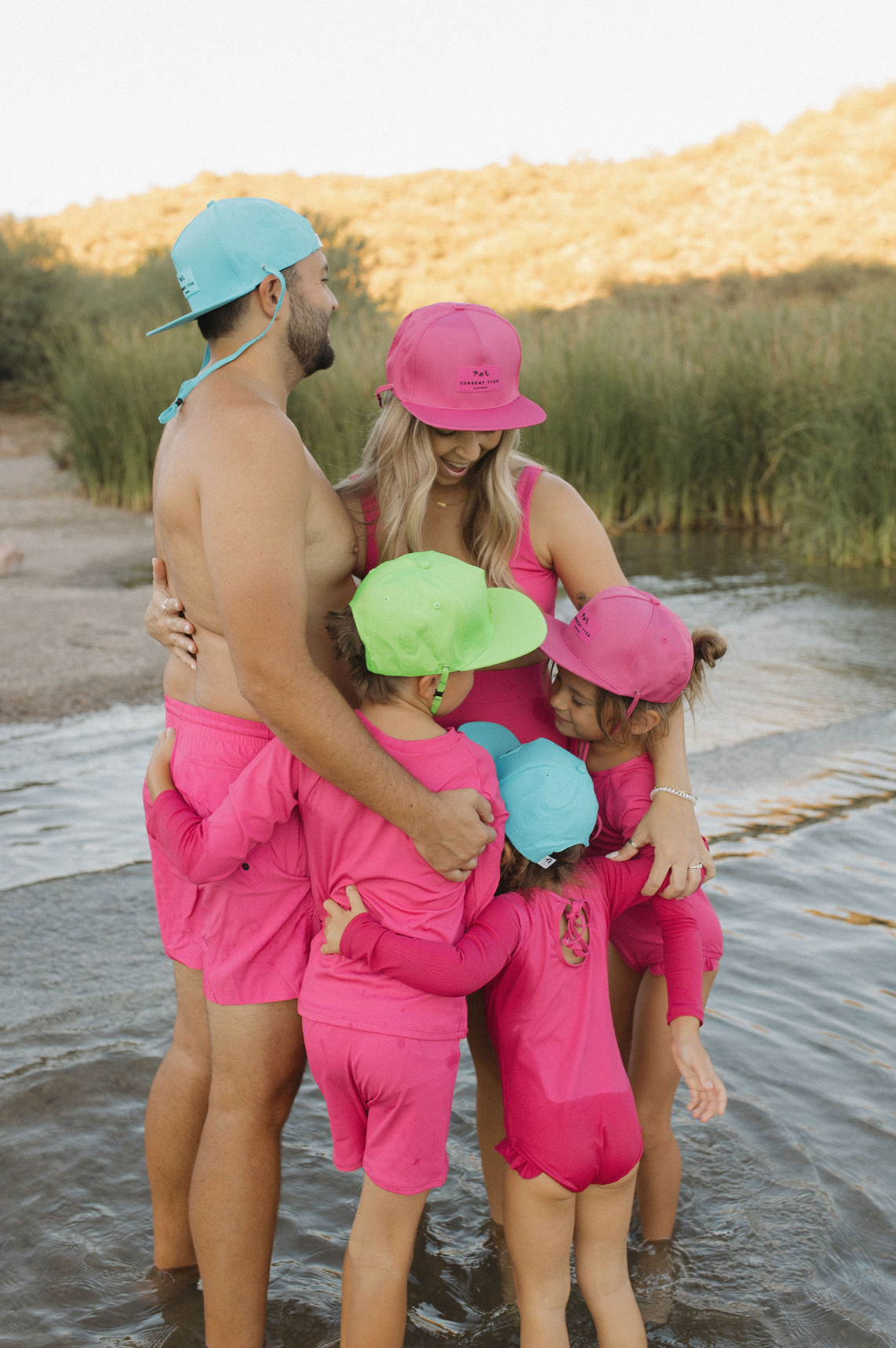 "Brights" Ribbed Hot Pink Ruffle Rashguard Suit