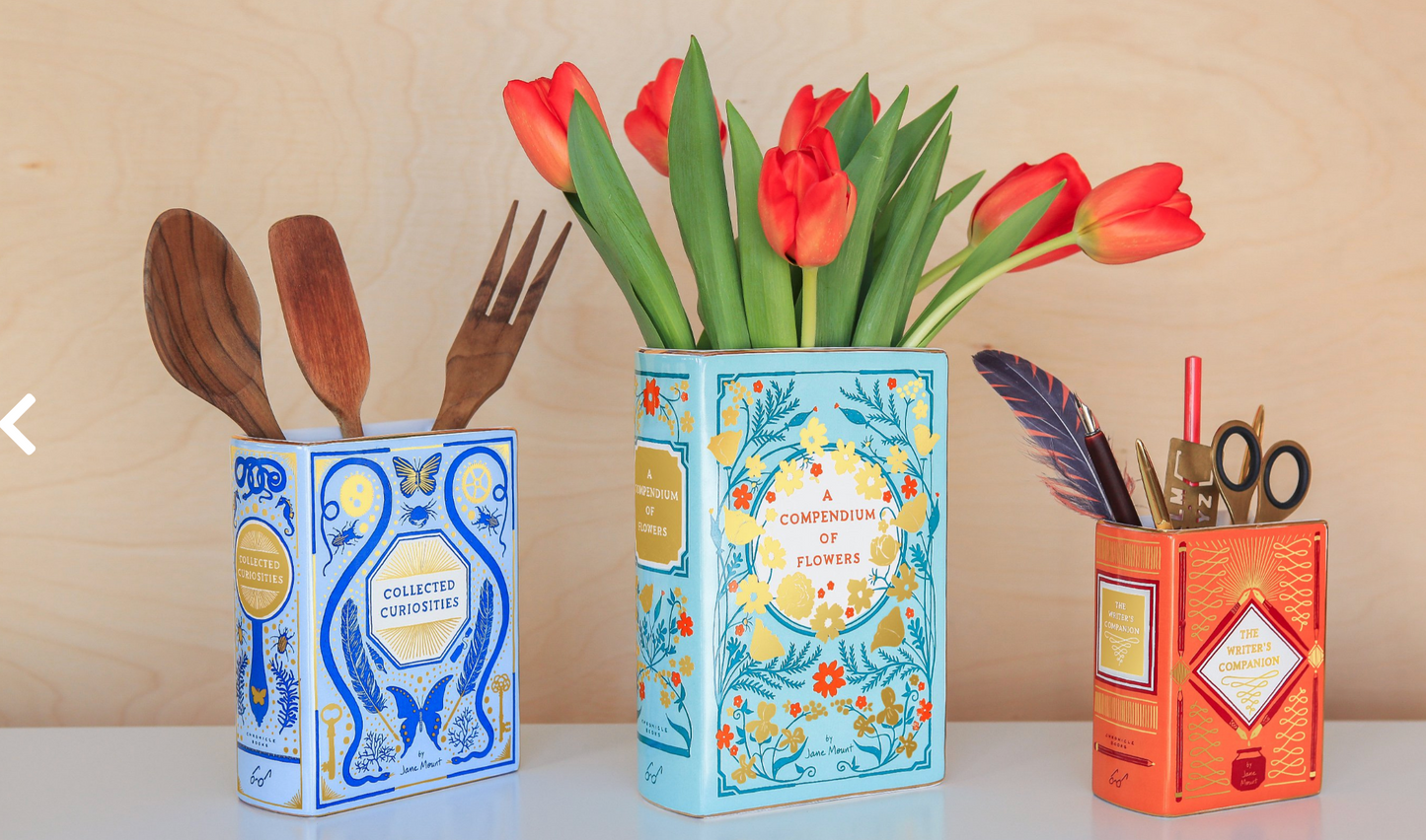 Bibliophile Ceramic Vase: A Compendium of Flowers