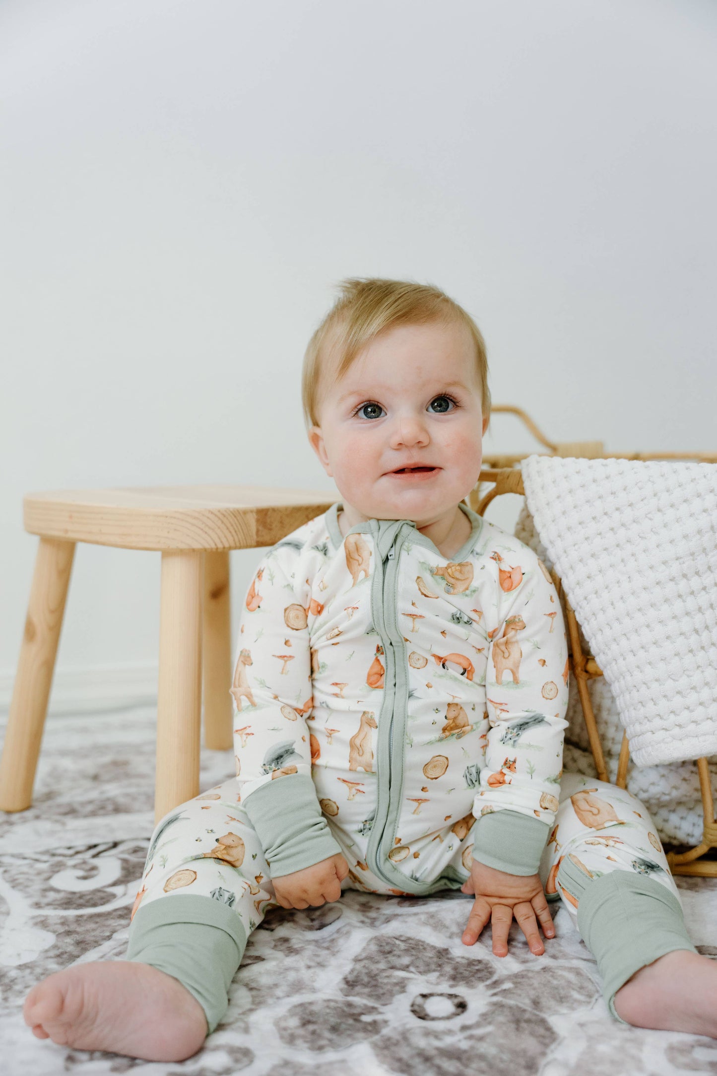 Sleeper with Fold-over Cuffs- Woodland Romp: 18-24M