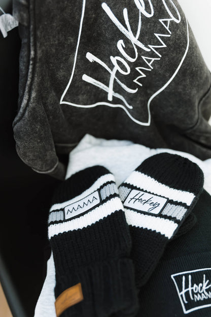 Hockey Mama | Mittens: Black