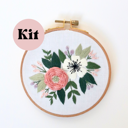 5" Confident Beginner Floral Embroidery Kit - Pop of Pastels