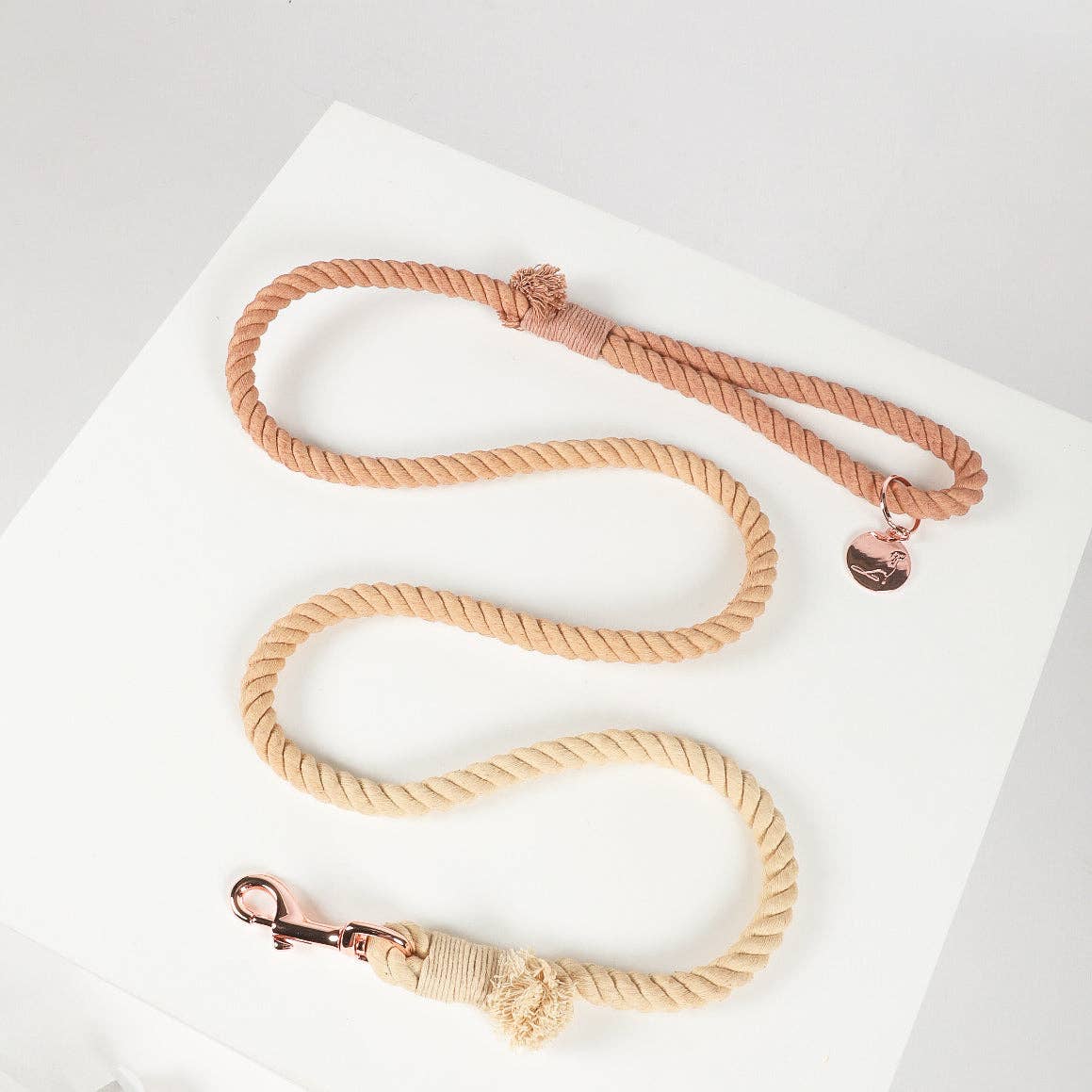 DOG LEASH COTTON ROPE - OMBRE BEIGE CREAM BROWN: 4ft (120cm)
