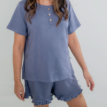 Ladies' Bamboo 2-Piece Short Sleeve Lounge Set | Berry