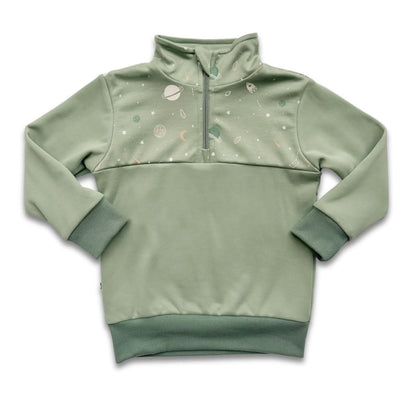 Youth Bamboo Fleece Half-Zip | Sage With Outer Space