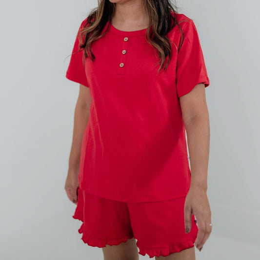 Ladies' Bamboo 2-Piece Short Sleeve Lounge Set | Berry