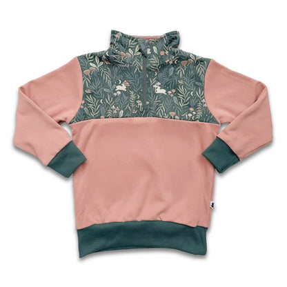 Youth Bamboo Fleece Half-Zip | Sage With Outer Space