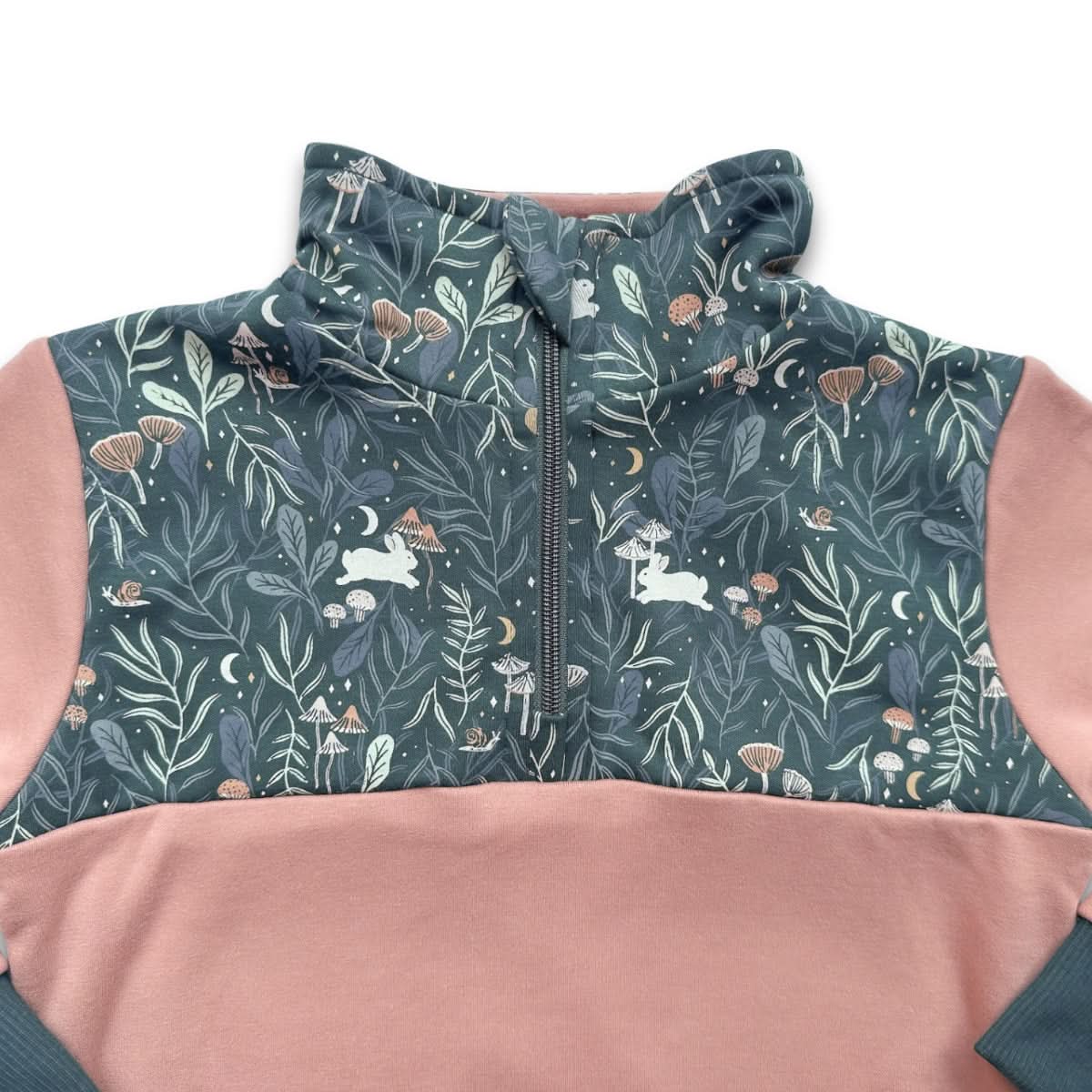 Kids' Bamboo Fleece Half-Zip | Sage With Outer Space