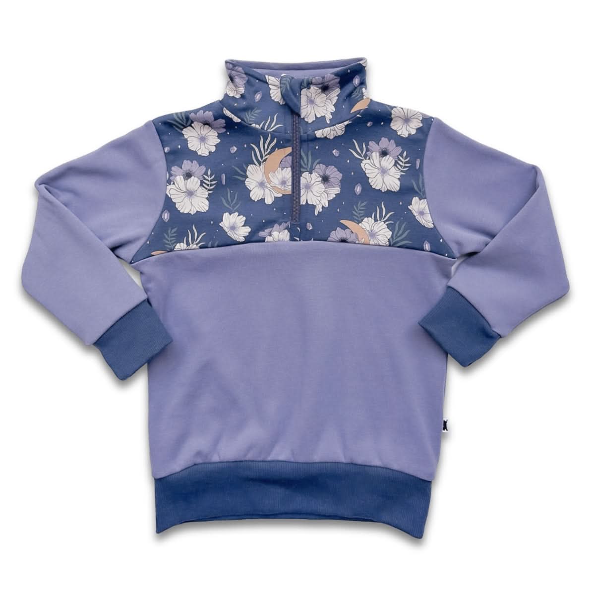 Kids' Bamboo Fleece Half-Zip | Sage With Outer Space