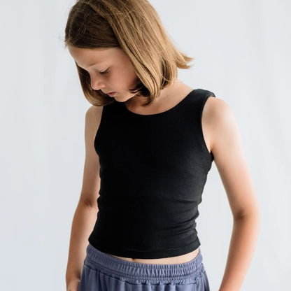 Youth Bamboo Longline Bralette-Style Tank | Black