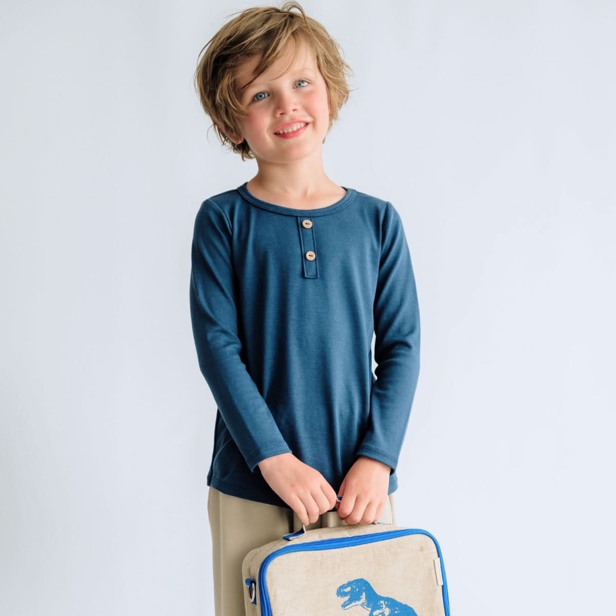 Kids' Bamboo Henley Long-Sleeve Shirt | Navy