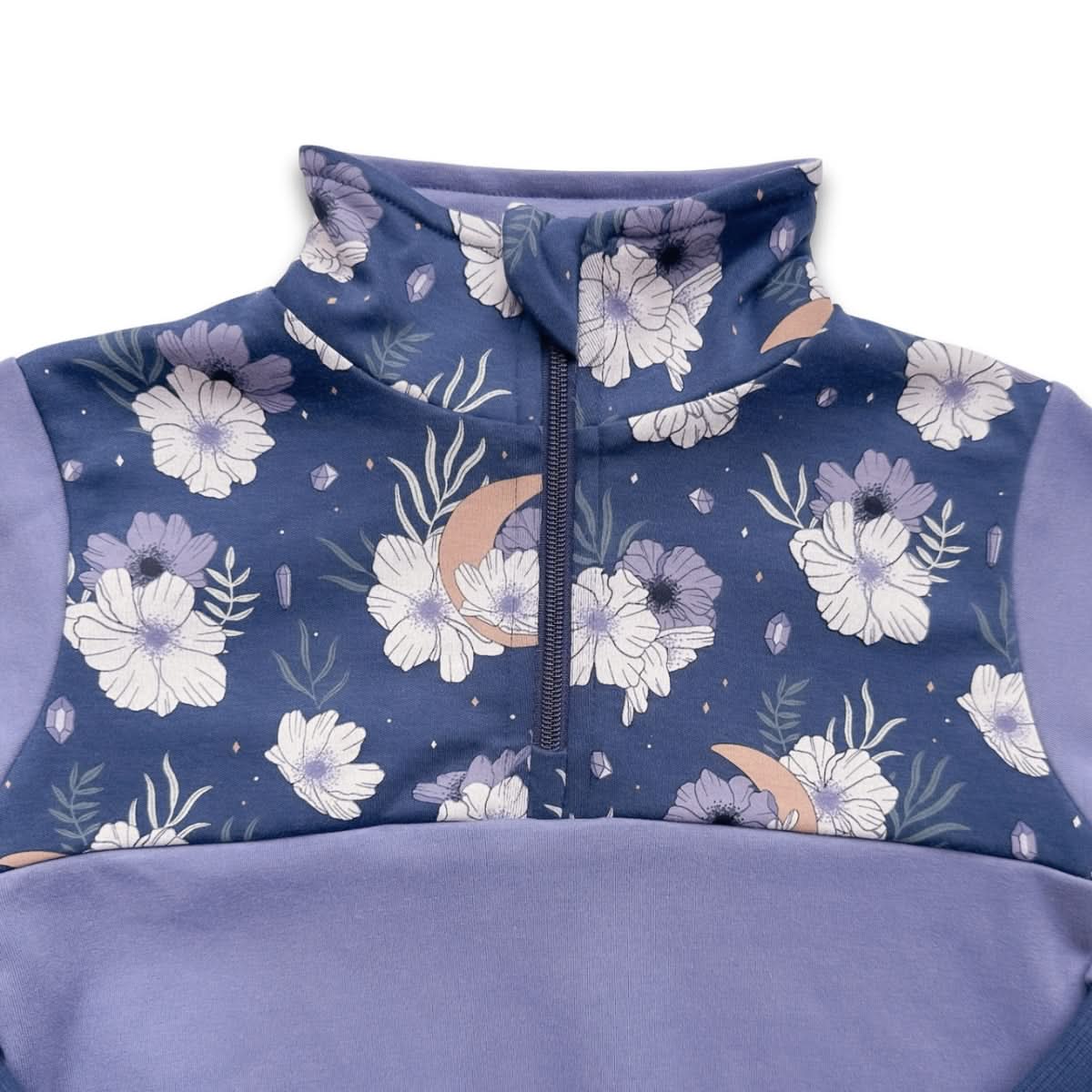 Kids' Bamboo Fleece Half-Zip | Ash With Night Sky