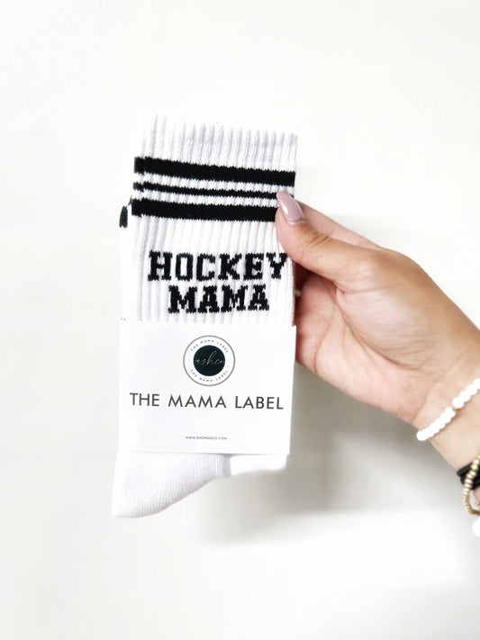 Hockey Mama | Crew Socks: White