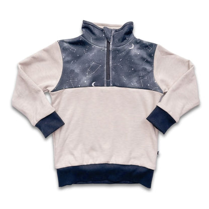 Kids' Bamboo Fleece Half-Zip | Sage With Outer Space