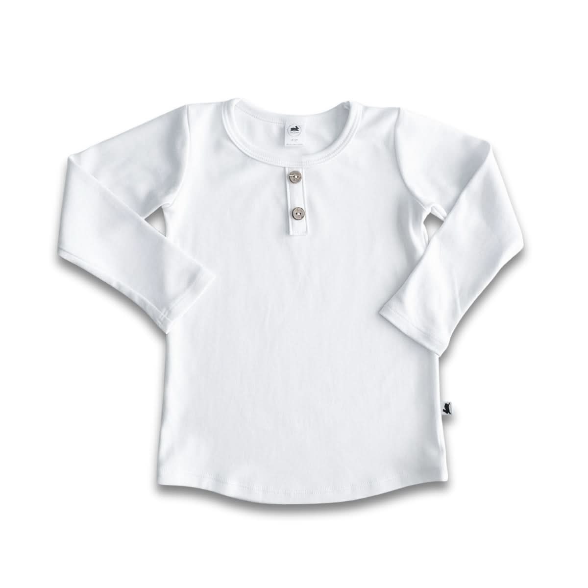 Kids' Bamboo Henley Long-Sleeve Shirt | White