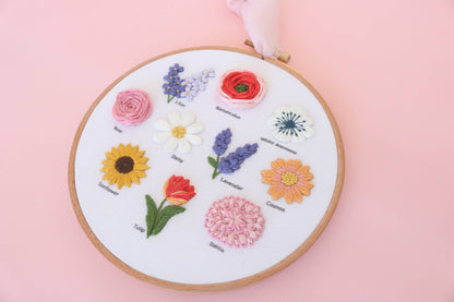 6" Flower Chart Hand Embroidery Kit - Video Instructions
