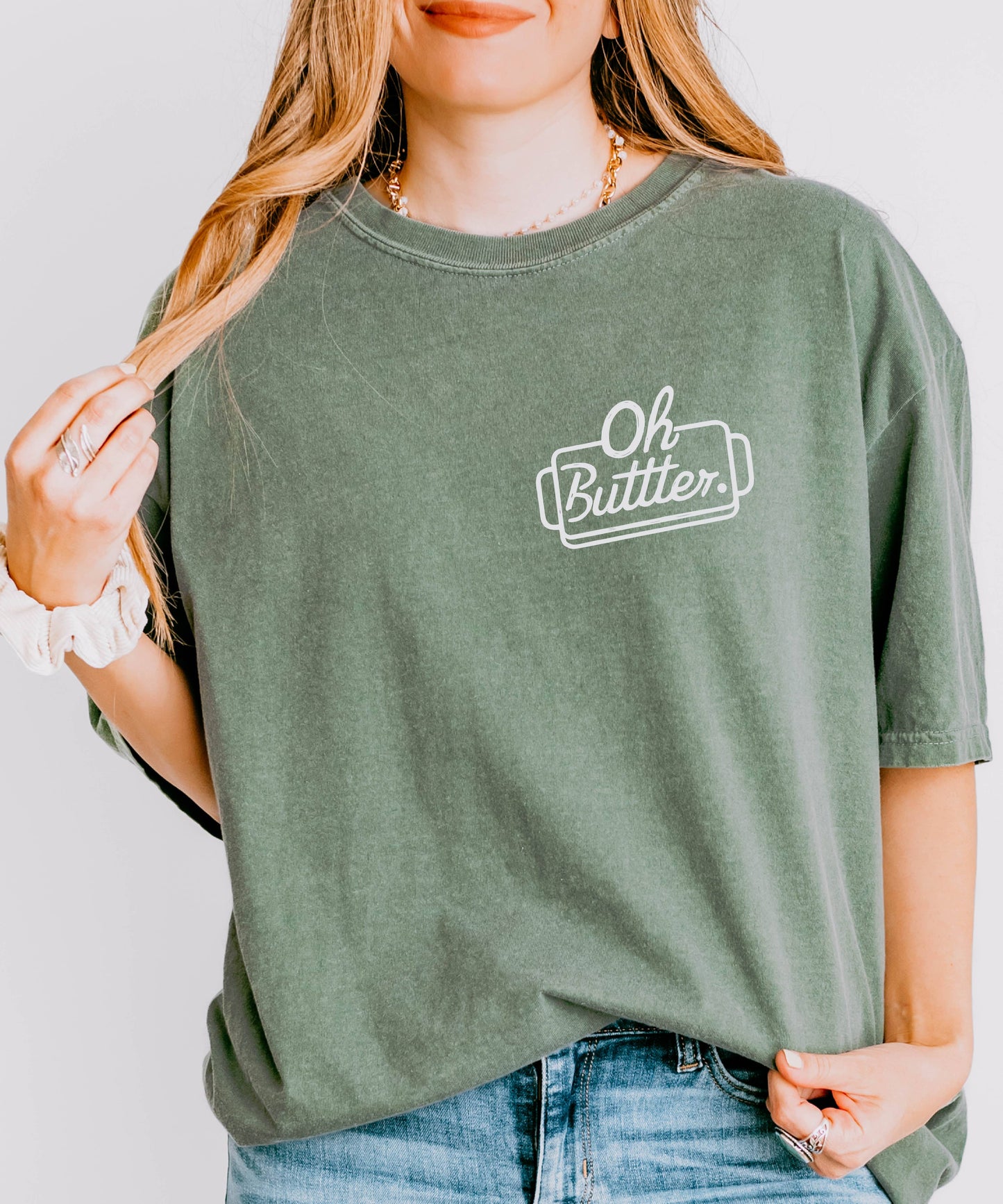Oh Butter Comfort Colors T-Shirt - Fun Foodie Graphic: Brick / X-Large