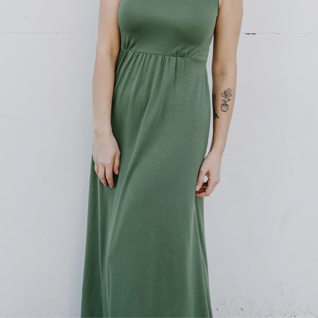 Ladies' Bamboo Square Neck Midi Dress | Powder Blue