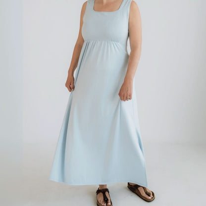 Ladies' Bamboo Square Neck Midi Dress | Powder Blue