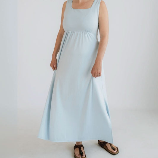 Ladies' Bamboo Square Neck Midi Dress | Powder Blue