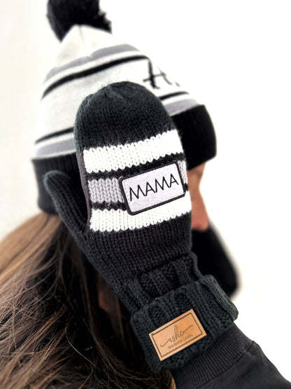 Hockey Mama | Mittens: Black