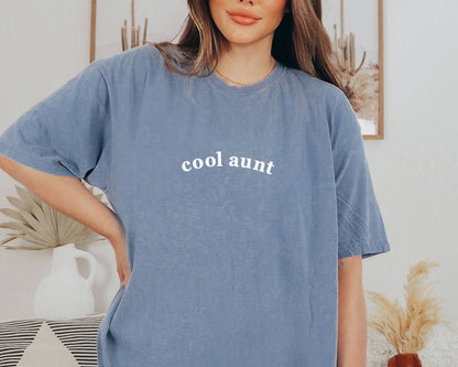Embroidered Cool Aunt Tee Mothers Day Shirt Comfort Colors®: Pepper / X-Large
