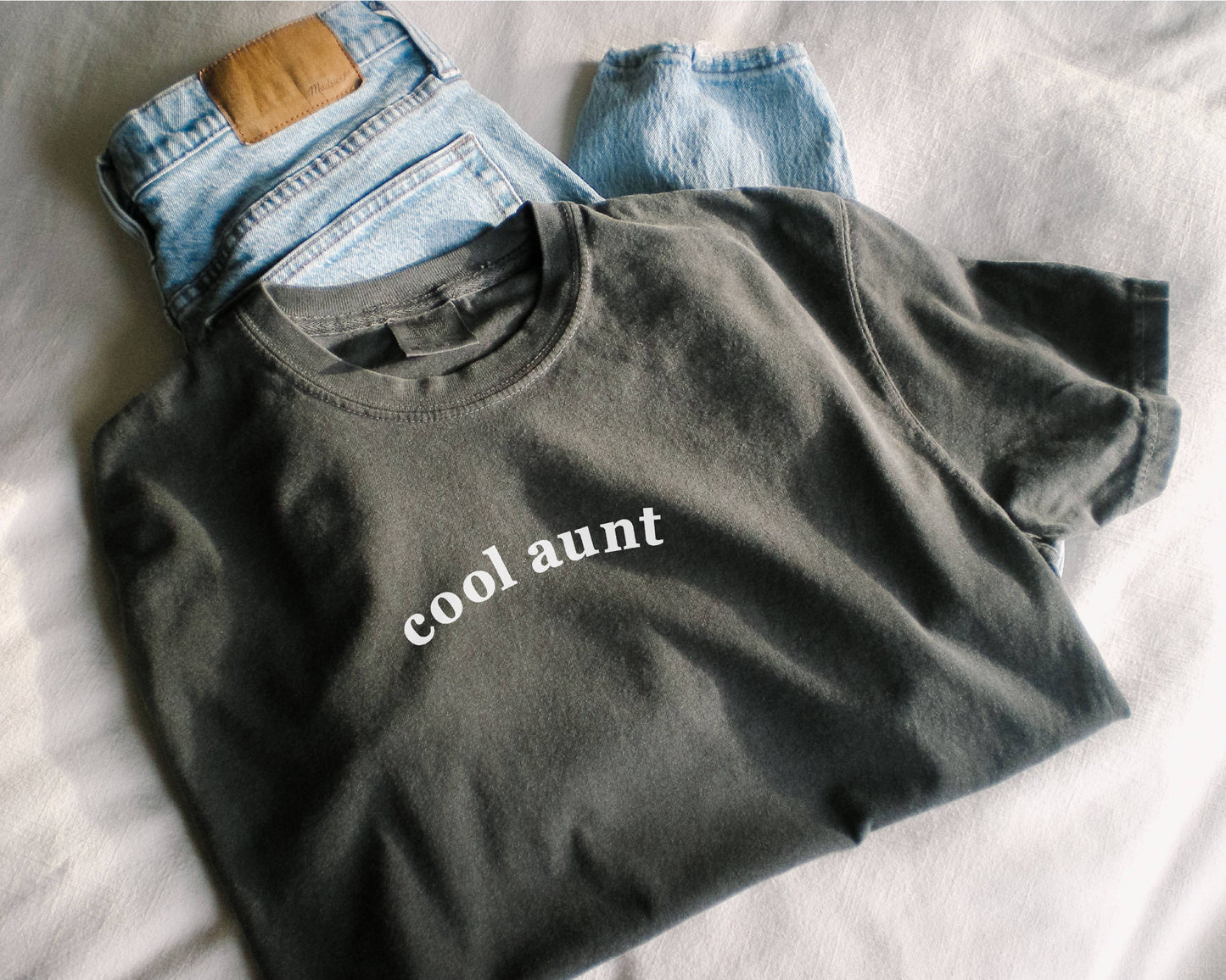 Embroidered Cool Aunt Tee Mothers Day Shirt Comfort Colors®: Pepper / X-Large