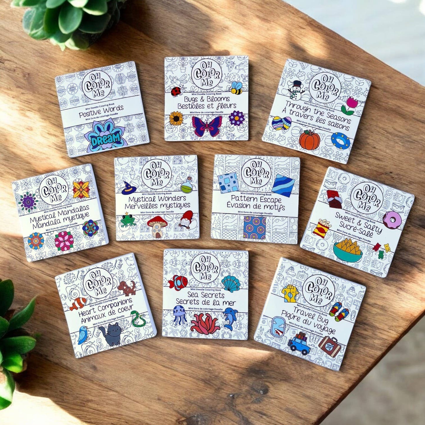 Oh Color Me - Mini Coloring Book Bugs & Blooms, 4"x4", Small Gifts - Canadian Brand