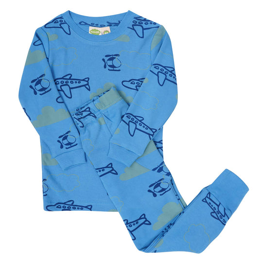 "My Jammies" Organic Kids Pajamas: Airplanes / 2T