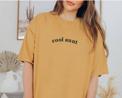 Embroidered Cool Aunt Tee Mothers Day Shirt Comfort Colors®: Pepper / Medium