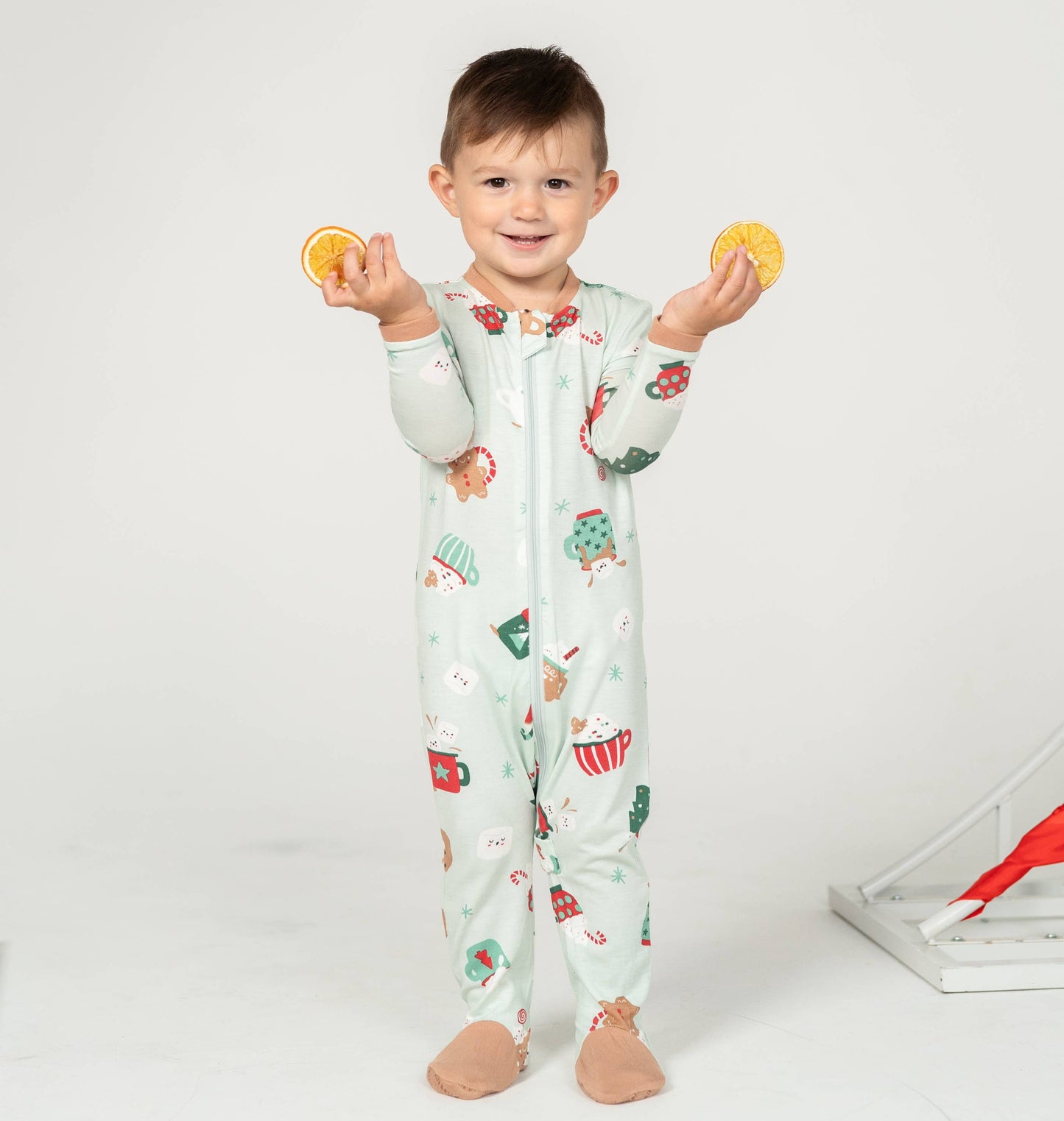 Bamboo Footies Two Way Zipper  Festive Cocoa