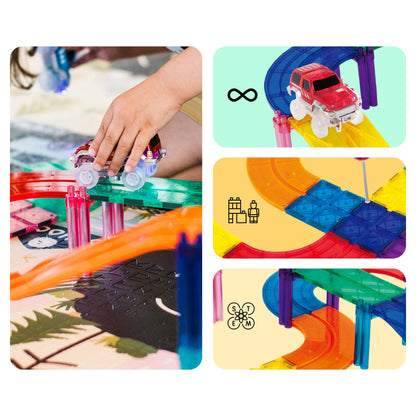 PicassoTiles - PicassoTiles 30pc Magnetic Race Track Building Set