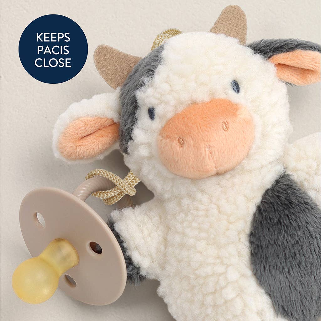 *New Options* Bitzy Pal Natural Rubber Pacifier & Plush: Cow