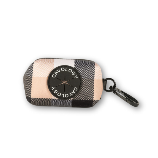 DOG WASTE BAG DISPENSER BUFFALO PLAID BEIGE BLACK