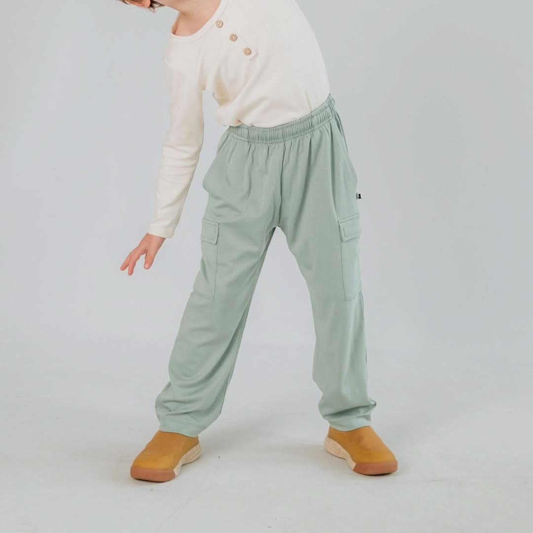 Youth Bamboo Cargo Pants | Smoked Pine