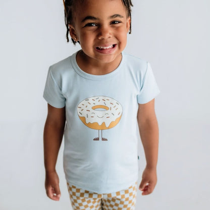 Baby/Kids Graphic Bamboo T-Shirt | Chocolate Donut On Leaf Green