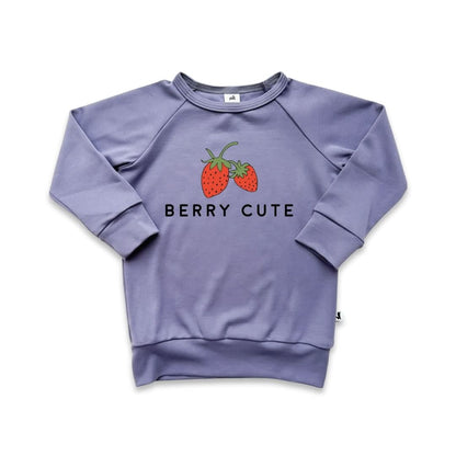 Youth Graphic Bamboo Raglan Sleeve Pullover | Berry Cute In Dusty Lilac