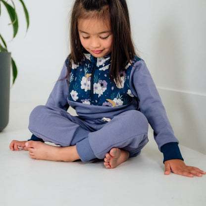 Kids' Bamboo Fleece Half-Zip | Sage With Outer Space
