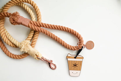 DOG LEASH COTTON ROPE - OMBRE BEIGE CREAM BROWN: 4ft (120cm)