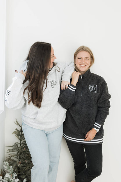 Varsity | Sherpa Half Zip: Charcoal / Mama / XLarge