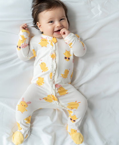 Bamboo Ruffle Footie (2 Way Zipper)
