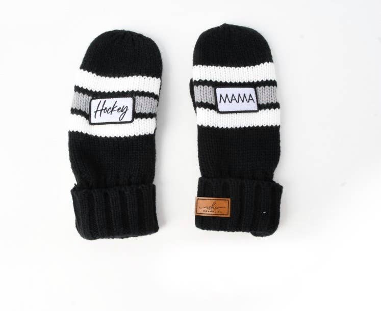Hockey Mama | Mittens: Black