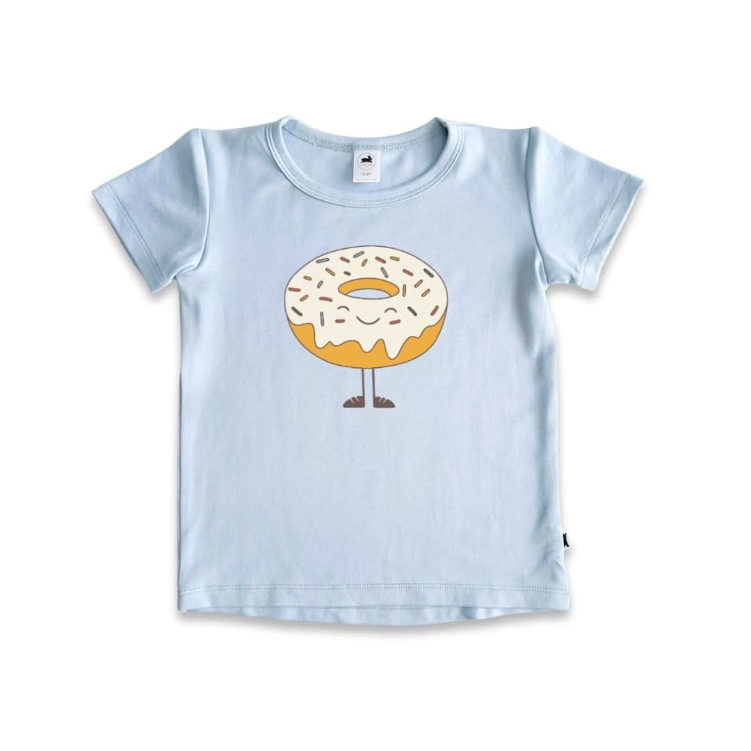 Baby/Kids Graphic Bamboo T-Shirt | Chocolate Donut On Leaf Green