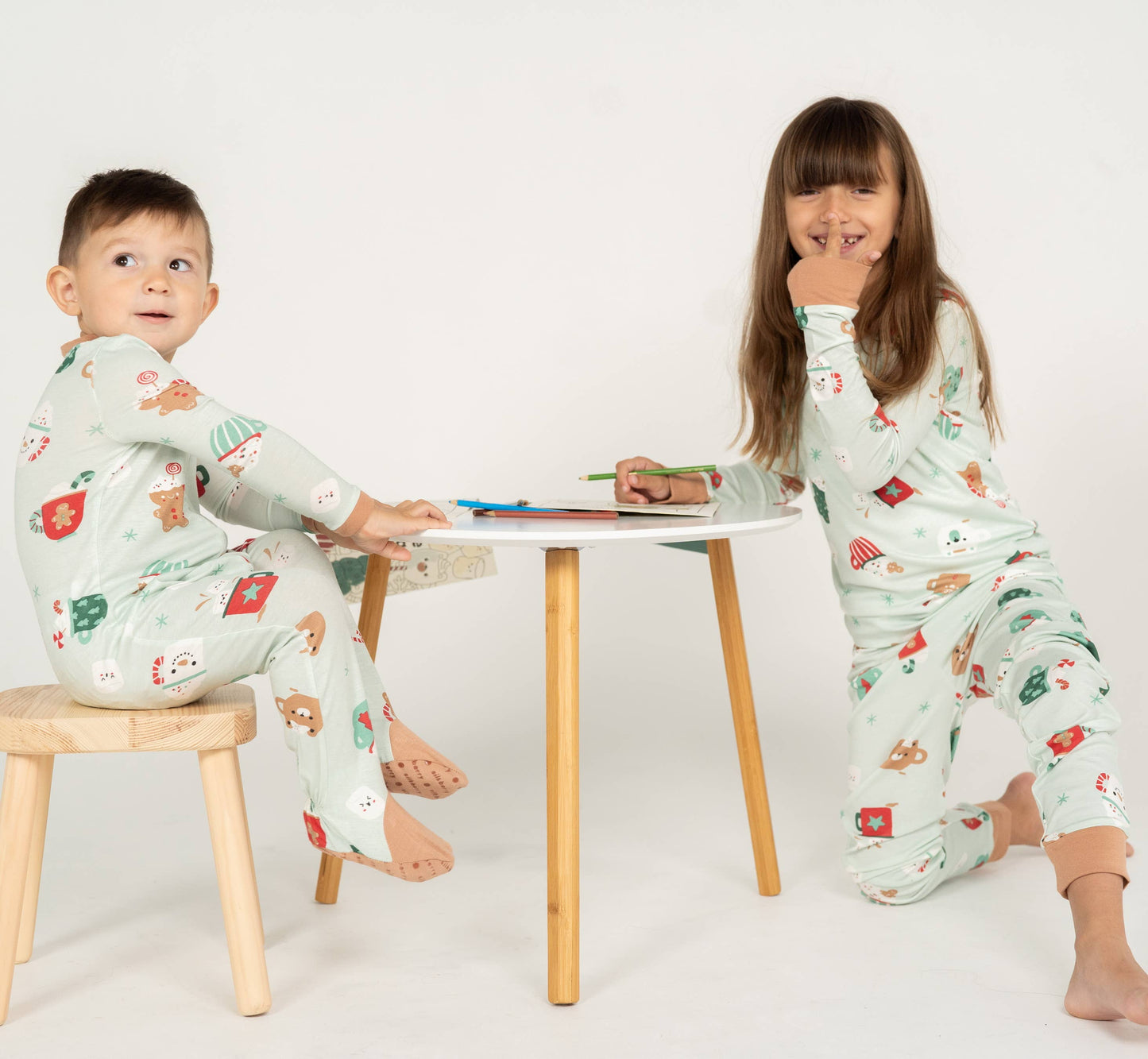 Bamboo Long Sleeve Pajama Set Festive Cocoa