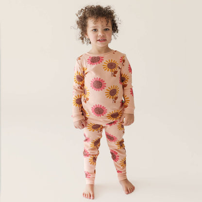 "My Jammies" Organic Kids Pajamas: Sunflowers / 5/6 Years