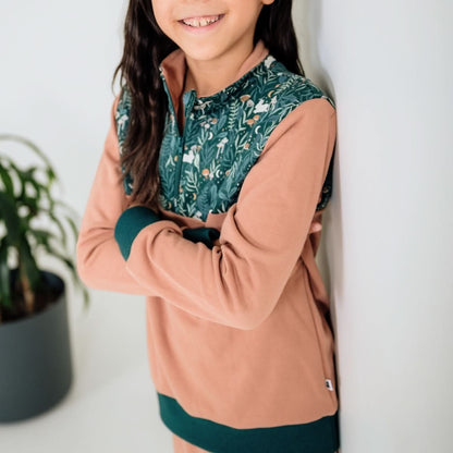 Youth Bamboo Fleece Half-Zip | Ash With Night Sky