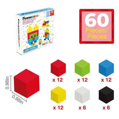 PicassoTiles - PicassoTiles 60pc 1.2" Magnetic Cubes Set