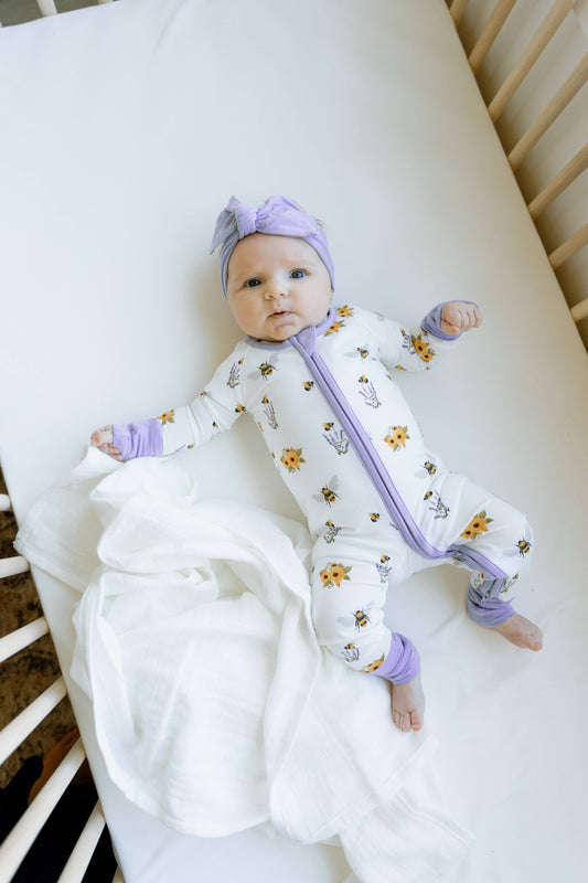 Sleeper with Fold-over Cuffs - Spring Bee: 18-24M
